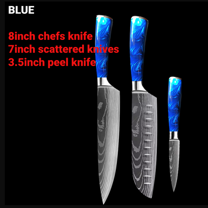 8-inch Chef Knife with Blue Resin Handle