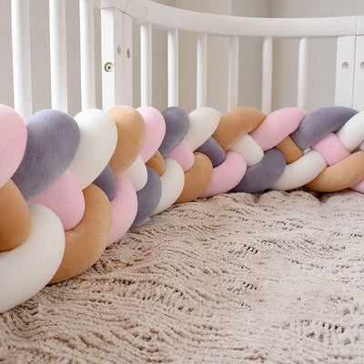 Heightening Baby Braided Crib Bumpers 4 Strip Knot Long Pillow Cushion Bedding Room dector