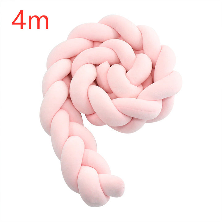 Heightening Baby Braided Crib Bumpers 4 Strip Knot Long Pillow Cushion Bedding Room dector