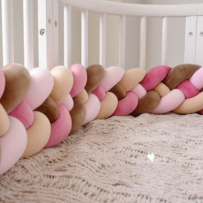 Heightening Baby Braided Crib Bumpers 4 Strip Knot Long Pillow Cushion Bedding Room dector