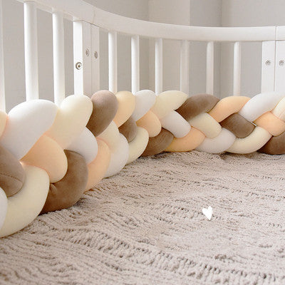 Heightening Baby Braided Crib Bumpers 4 Strip Knot Long Pillow Cushion Bedding Room dector