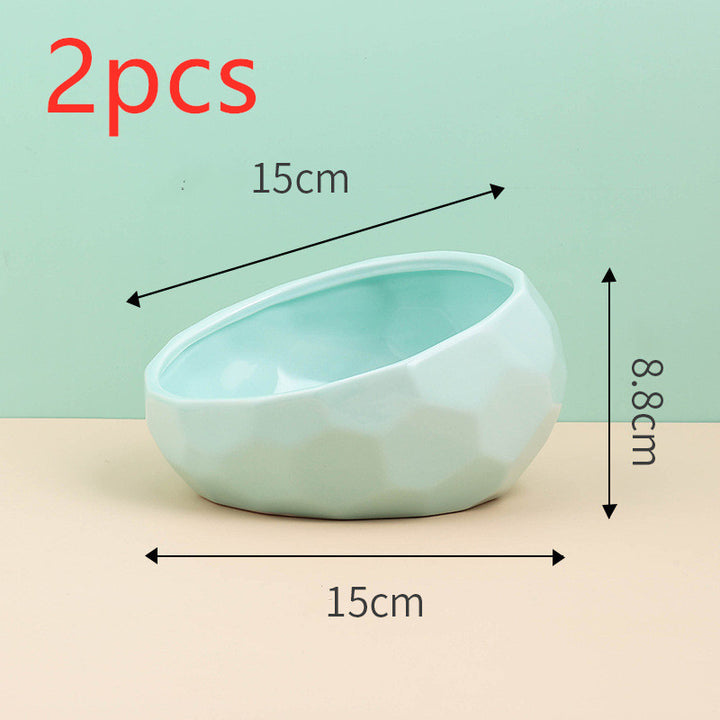 Pet Supplies Bowl Ceramic Cat Bowl Dog Bowl Oblique Mouth