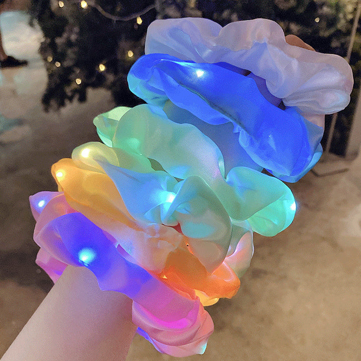 LED Luminous Scrunchies Hairband Women Elastic Hair Bands Girls Hair Ties Ponytail Holder Headwear Accessories