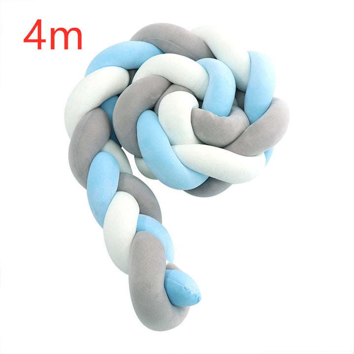 Heightening Baby Braided Crib Bumpers 4 Strip Knot Long Pillow Cushion Bedding Room dector