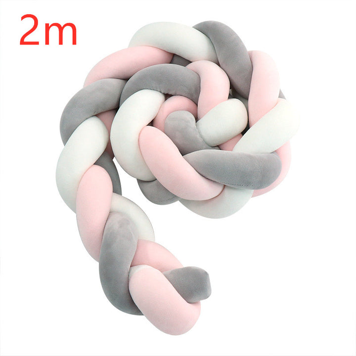 Heightening Baby Braided Crib Bumpers 4 Strip Knot Long Pillow Cushion Bedding Room dector