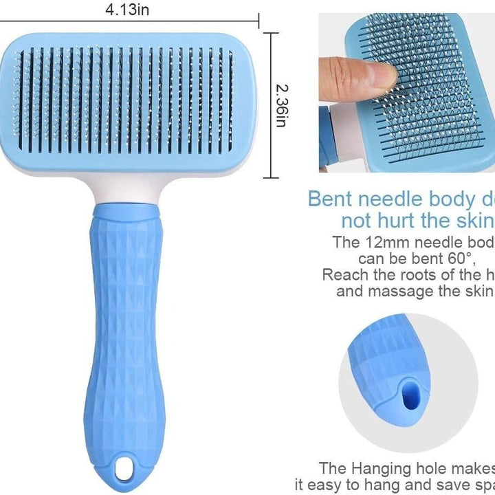 Handle Shedding Pet Dog Cat Hair Brush Grooming Trimmer Comb Self Cleaning Tool