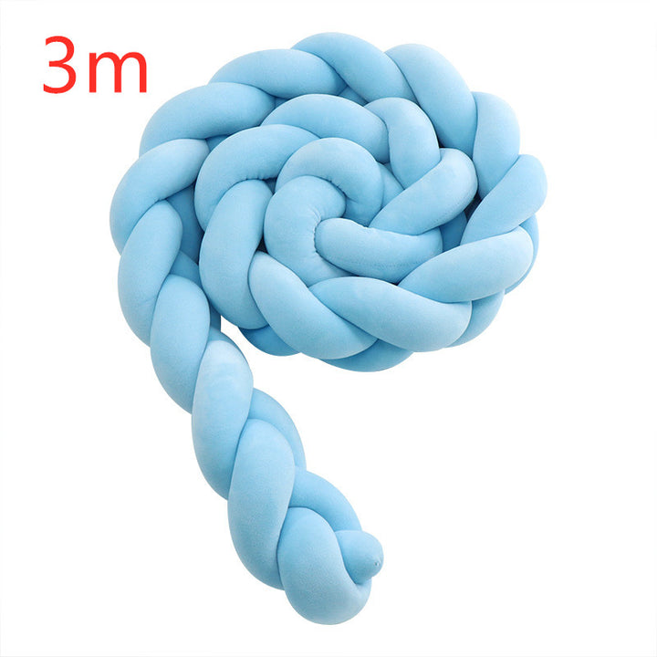 Heightening Baby Braided Crib Bumpers 4 Strip Knot Long Pillow Cushion Bedding Room dector