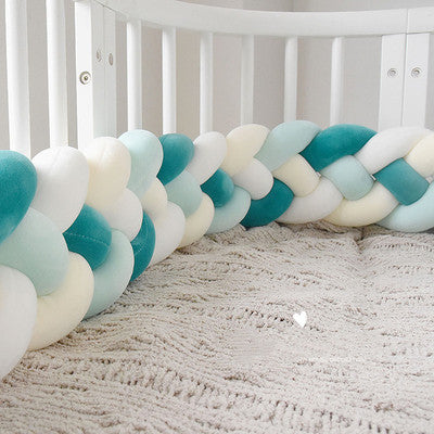 Heightening Baby Braided Crib Bumpers 4 Strip Knot Long Pillow Cushion Bedding Room dector