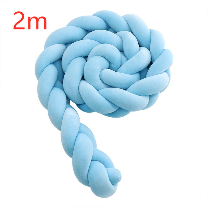 Heightening Baby Braided Crib Bumpers 4 Strip Knot Long Pillow Cushion Bedding Room dector