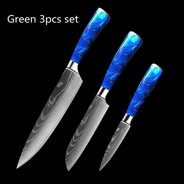 8-inch Chef Knife with Blue Resin Handle