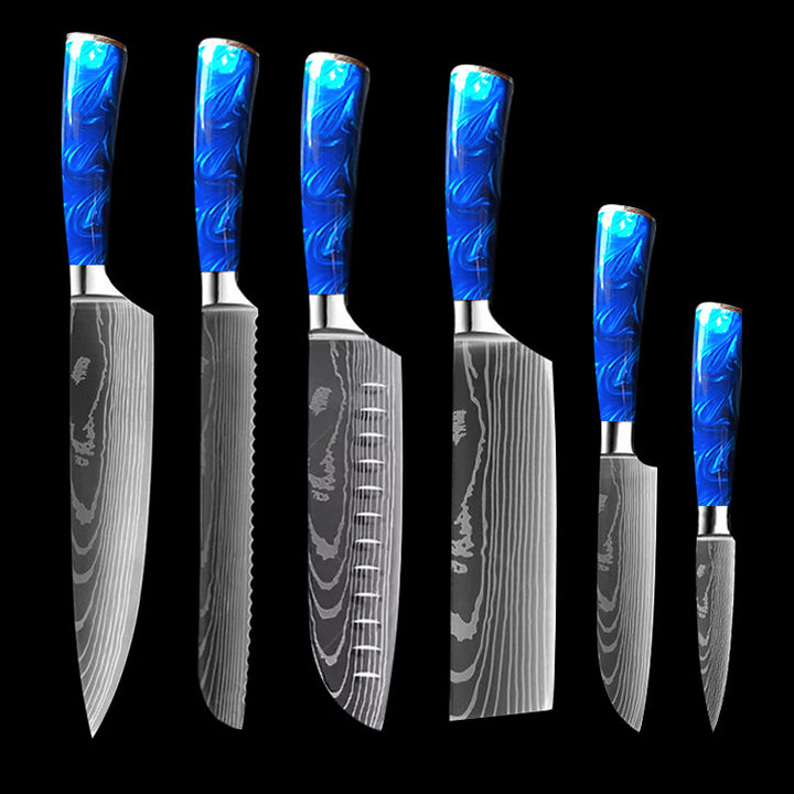 8-inch Chef Knife with Blue Resin Handle