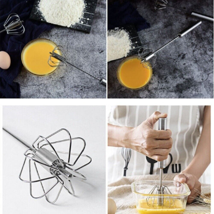 Semi-Automatic Egg Whisk Hand Push Egg Beater Stainless Steel Blender Mixer Whis