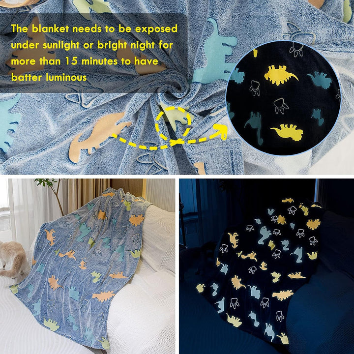 Glow In The Dark Throw Blanket, Blanket For Girls, Luminous Kids Blanket, Soft Blankets For 3,4,5,6,7,8,9,10 Year Old Girl Birthday Christmas Thanksgiving Gifts