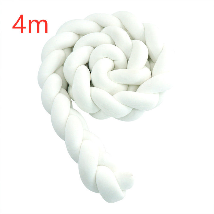 Heightening Baby Braided Crib Bumpers 4 Strip Knot Long Pillow Cushion Bedding Room dector