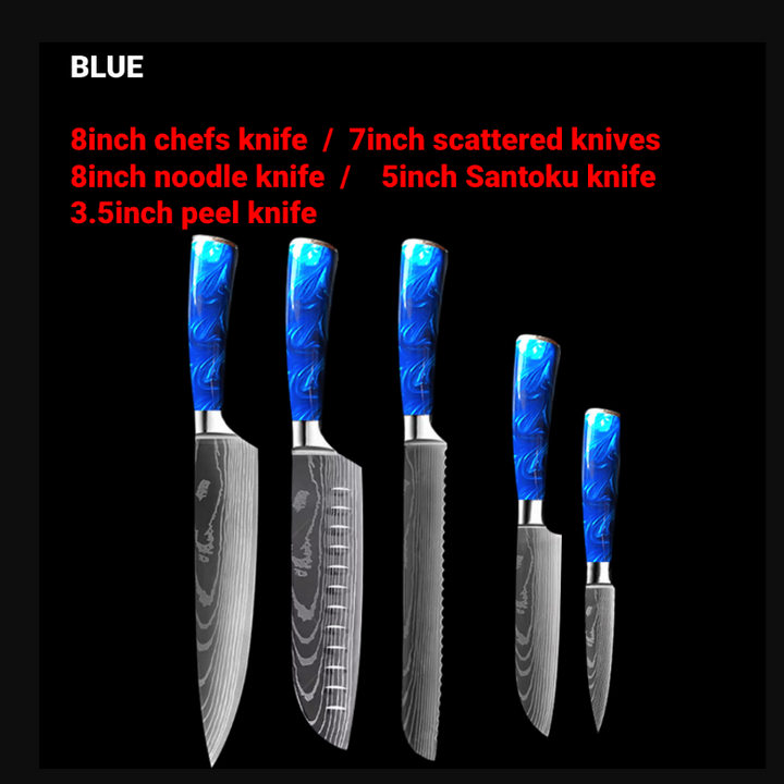 8-inch Chef Knife with Blue Resin Handle