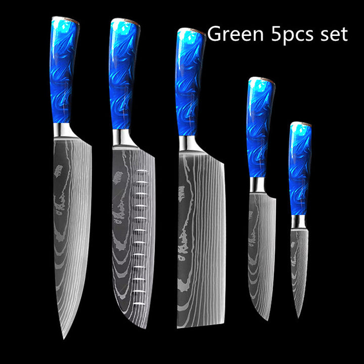 8-inch Chef Knife with Blue Resin Handle