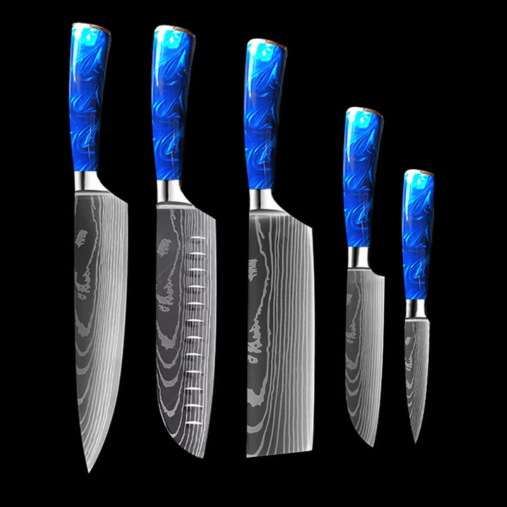 8-inch Chef Knife with Blue Resin Handle