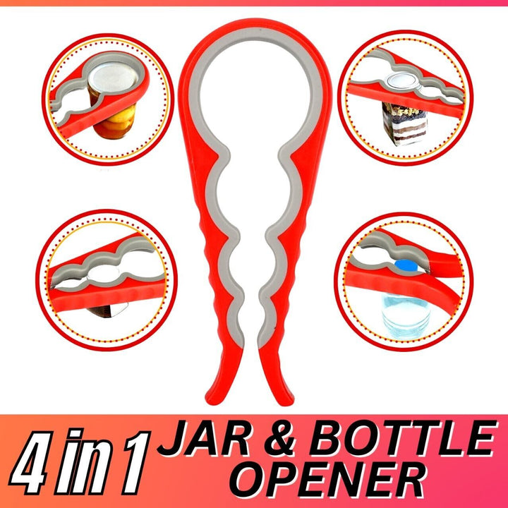 Jar Opener Rubber 4 In 1 Quick Lid Bottle Cap Grip Twister Remover Kitchen Tool