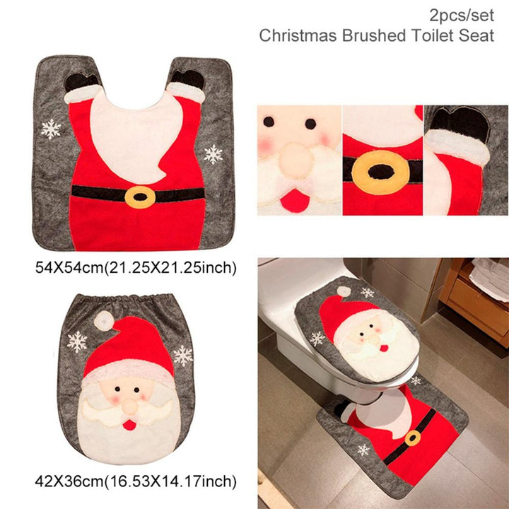 Merry Christmas Bathroom Curtain Santa Claus Toilet Seat Christmas Decorations