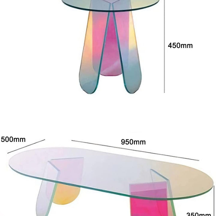 Acrylic Rainbow Color Coffee Table, Iridescent Glass End Table Round Side Table Modern Accent TV Table for Living Bed Room Decoration,small,Amazon Banned