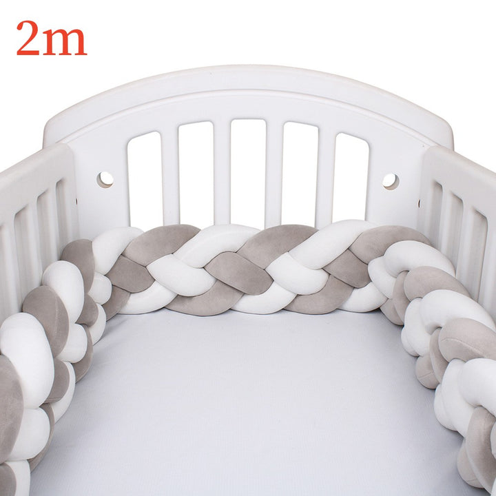 Heightening Baby Braided Crib Bumpers 4 Strip Knot Long Pillow Cushion Bedding Room dector