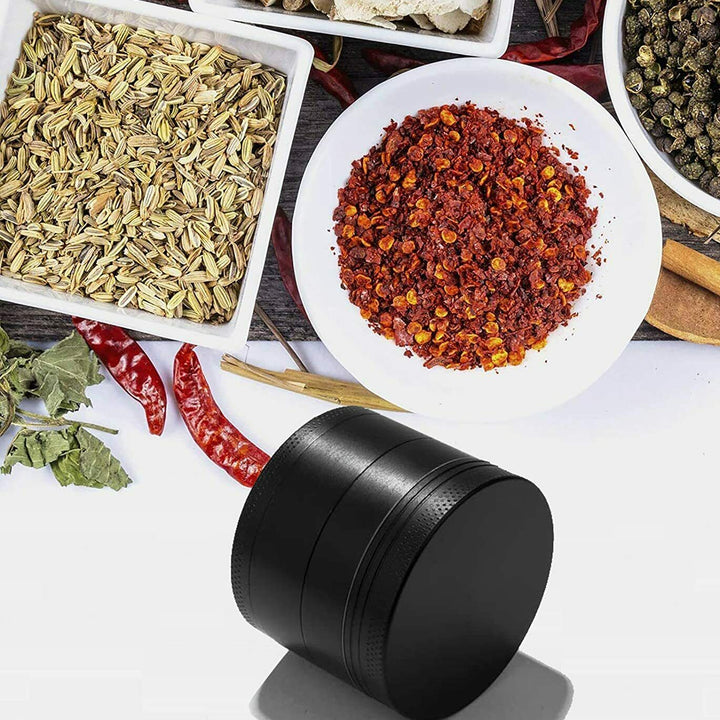 Herb Grinder 4-Piece Metal Small Hand Crusher Mill Magnetic Top Black US