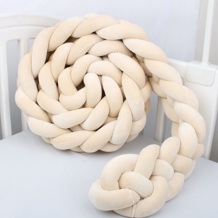 Heightening Baby Braided Crib Bumpers 4 Strip Knot Long Pillow Cushion Bedding Room dector