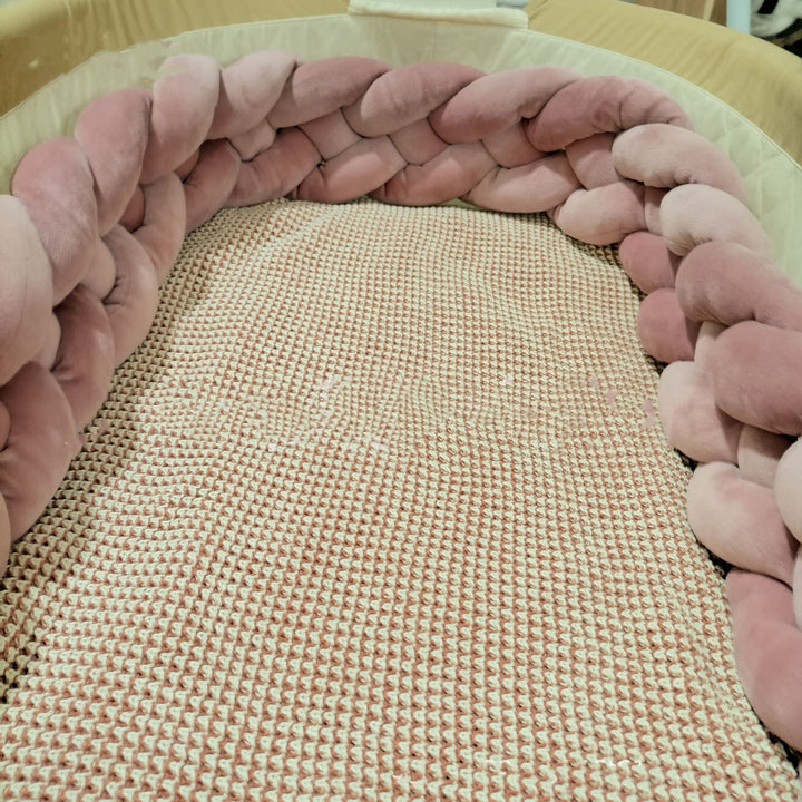 Heightening Baby Braided Crib Bumpers 4 Strip Knot Long Pillow Cushion Bedding Room dector