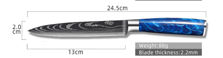 8-inch Chef Knife with Blue Resin Handle